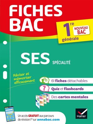 cover image of Fiches bac SES 1re générale (spécialité)